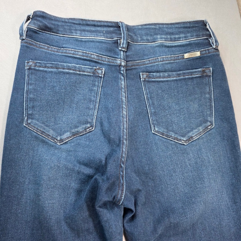 KanCan High Rise Flare Jeans Dark Wash Button Fly Raw Hem KC7138D Size 9 (28) - Picture 11 of 13